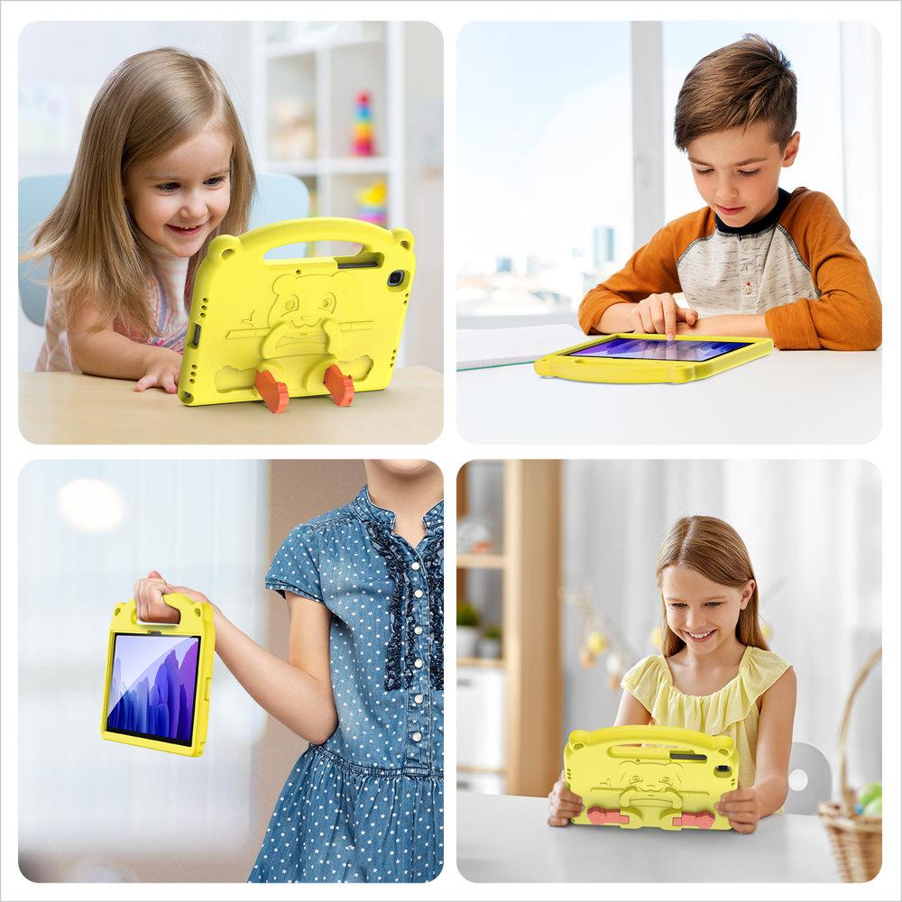 Husa tableta pentru copii, DuxDucis, Compatibila cu Samsung Galaxy Tab A7 10.4", Model panda, Galben
