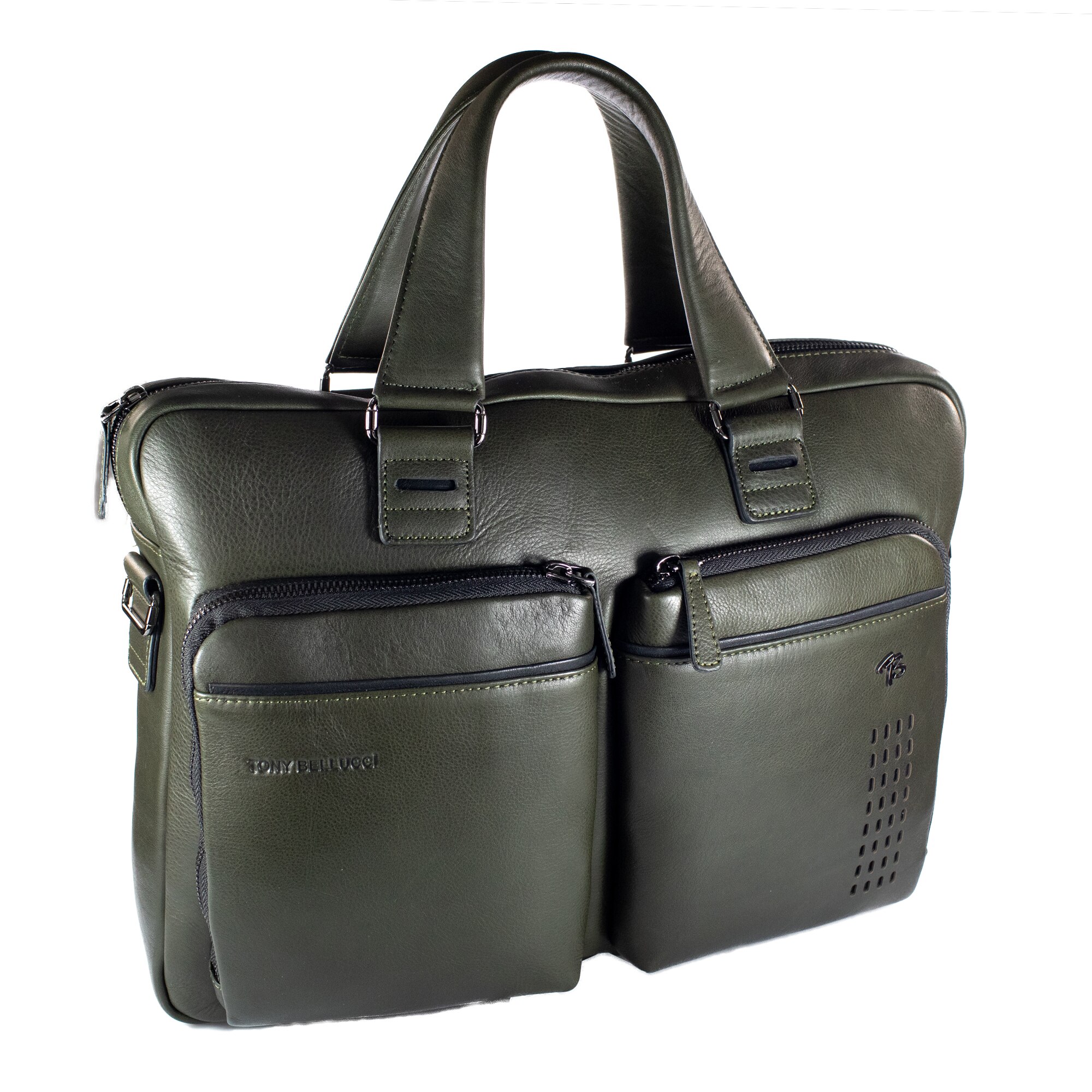 Geanta de acte din piele naturala, Tony Bellucci, model T5207, Verde