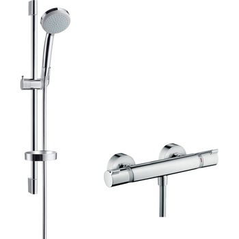 Sistem de dus pentru instalare expusa Croma 100 Vario cu termostat Ecostat Comfort si bara de dus 65 cm 27034000 Hansgrohe Sistem de dus pentru instalare expusa Croma 100 Vario cu termostat Ecostat Comfort si bara de dus 65 cm 27034000 Hansgrohe
