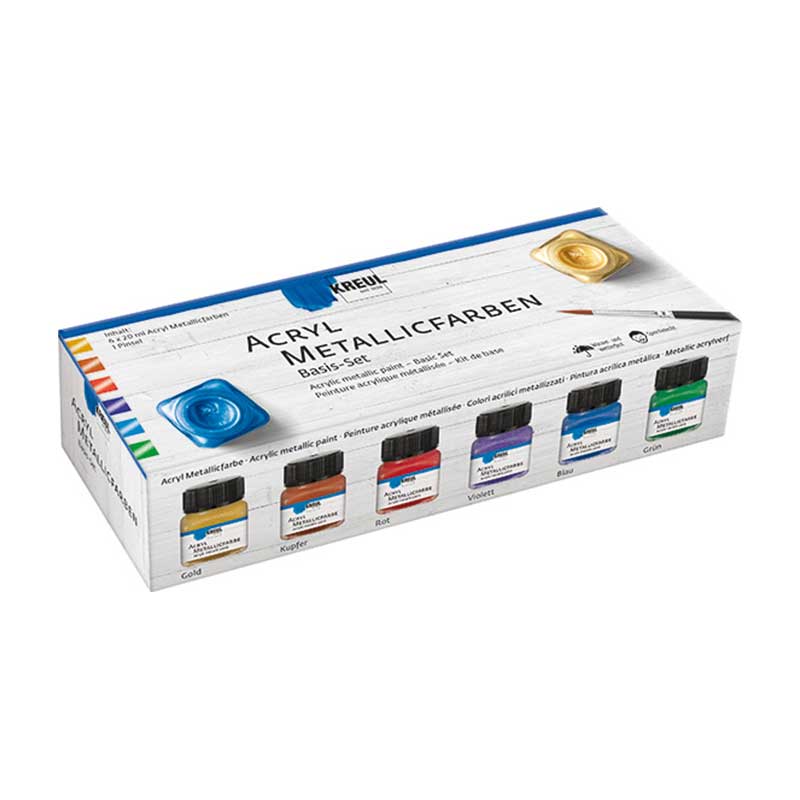 Set 6 x 20ml vopseluri acrilice metalice, Kreul, Basic