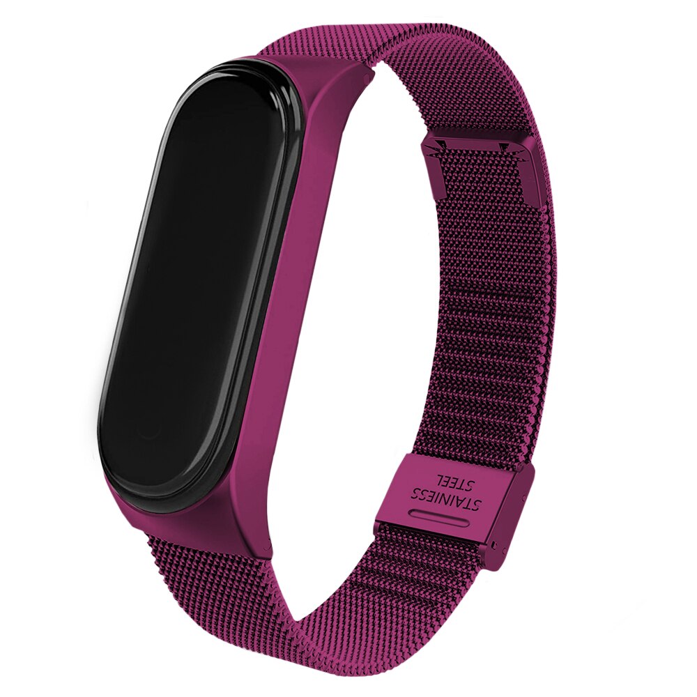 Bratara metalica, banda cu inchizatoare pentru Xiaomi Mi Band 5 / 6 - magenta