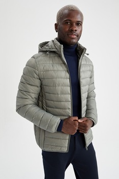 DeFacto, Geaca slim fit cu aspect matlasat, Verde sparanghel DeFacto, Geaca slim fit cu aspect matlasat, Verde sparanghel