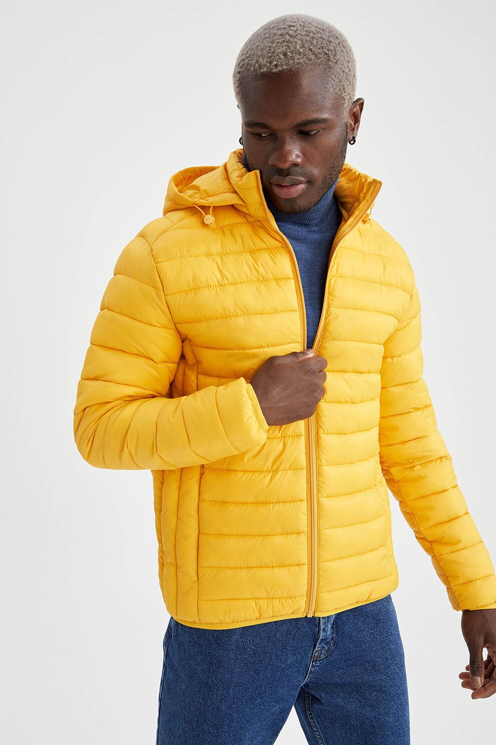 DeFacto, Geaca slim fit cu aspect matlasat, Oranj