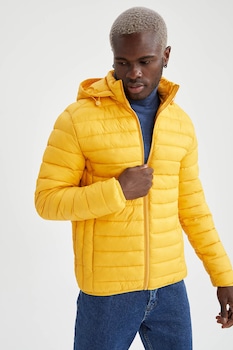 DeFacto, Geaca slim fit cu aspect matlasat, Oranj DeFacto, Geaca slim fit cu aspect matlasat, Oranj