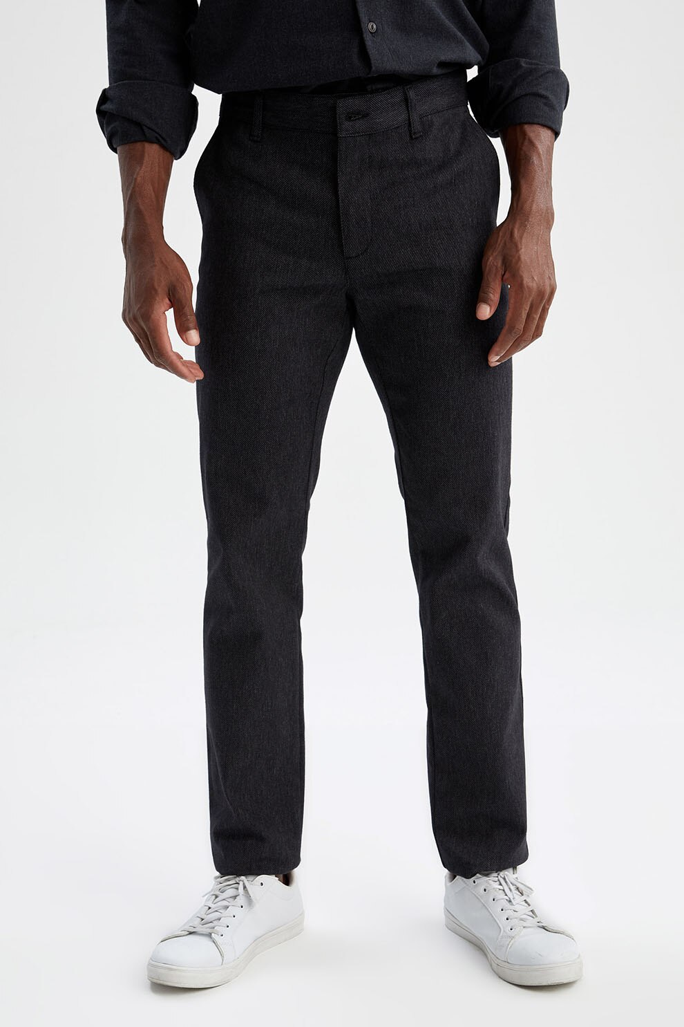 DeFacto, Pantaloni chino regular fit, Gri antracit