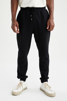 DeFacto, Pantaloni sport slim fit cu aspect texturat, Negru DeFacto, Pantaloni sport slim fit cu aspect texturat, Negru