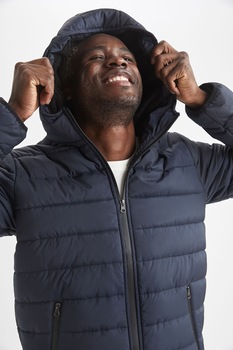 DeFacto, Geaca slim fit cu umplutura de puf, Bleumarin, XL DeFacto, Geaca slim fit cu umplutura de puf, Bleumarin, XL