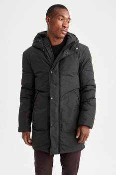 DeFacto, Geaca lunga cu gluga, Negru DeFacto, Geaca lunga cu gluga, Negru