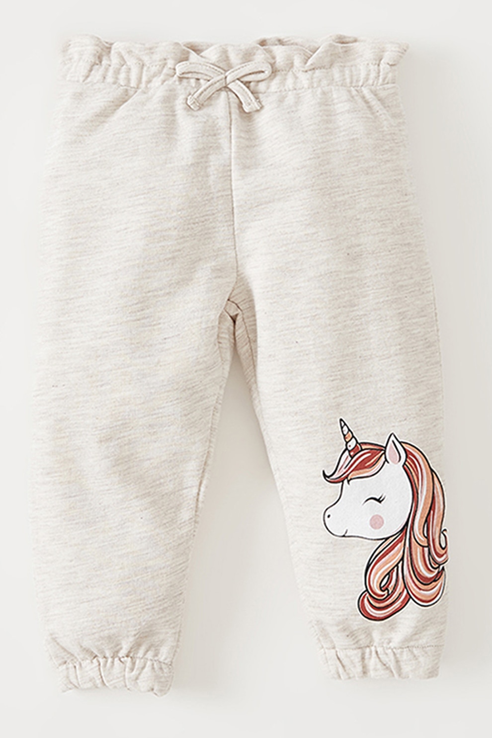 DeFacto, Pantaloni sport cu imprimeu unicorn, alb melange, roz somon, rosu inchis