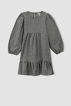 DeFacto, Rochie scurta evazata cu model in carouri, Negru/Alb DeFacto, Rochie scurta evazata cu model in carouri, Negru/Alb