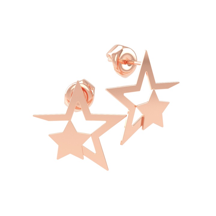 Adamant 14K rózsaarany dupla csillag fülbevaló