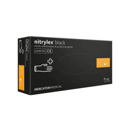 Set 100 Manusi unica folosinta, Mercator Medical, Nitrylex PF, negru, XS