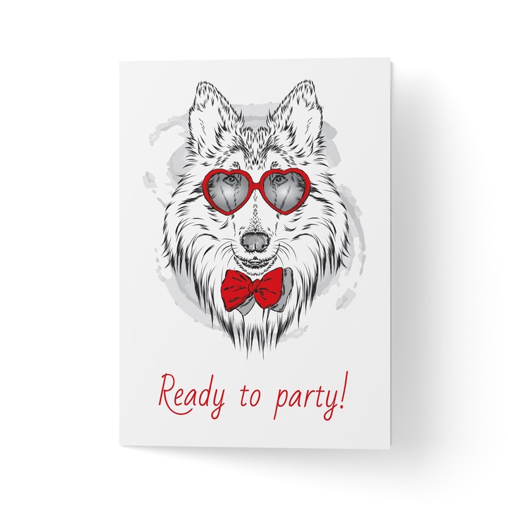 Felicitare cu plic, hartie texturata premium - Colie cu papion