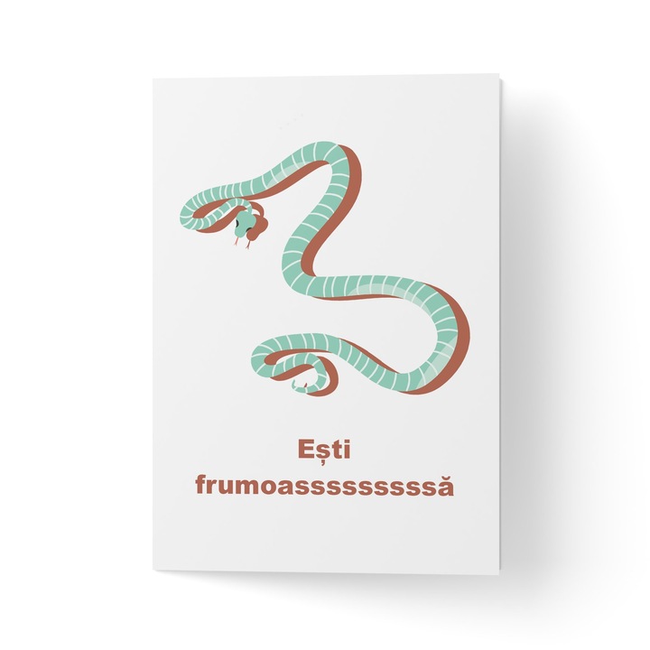 Üdvözlőlap borítékkal, prémium texturált papír - kígyóval