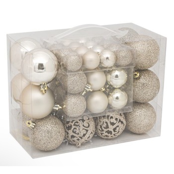 Set de 50 globuri Craciun, culoare sampanie Set de 50 globuri Craciun, culoare sampanie