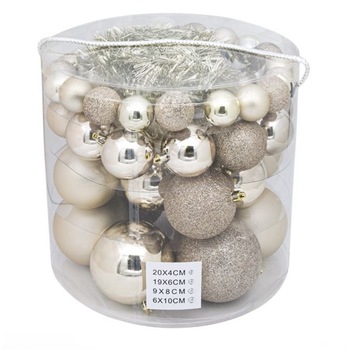 Set de 55 globuri, culoare sampanie Set de 55 globuri, culoare sampanie