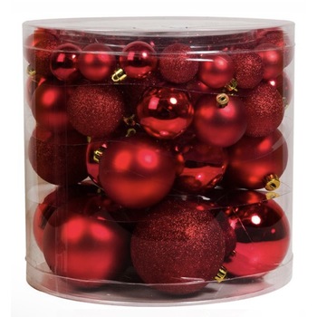 Set de 54 globuri rosii de Craciun Set de 54 globuri rosii de Craciun