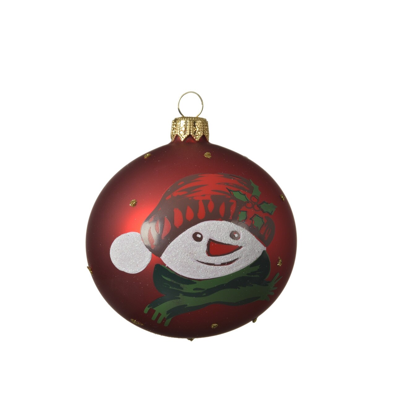 Glob Snowman, Decoris, Ø8 cm, sticla, rosu