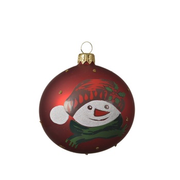 Glob Snowman, Decoris, Ø8 cm, sticla, rosu Glob Snowman, Decoris, Ø8 cm, sticla, rosu