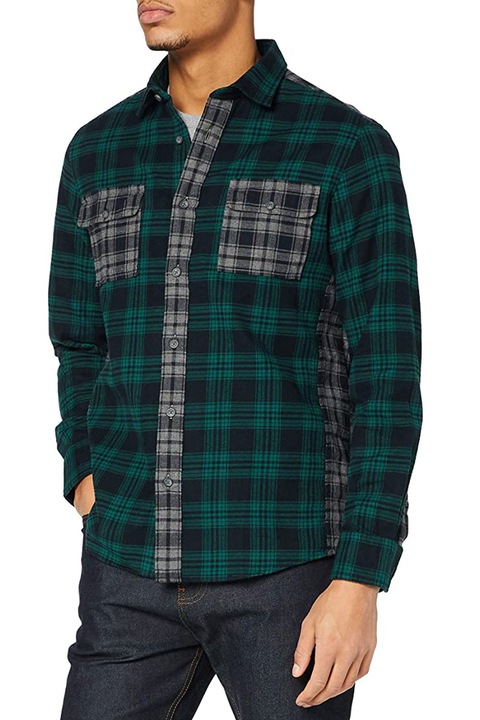 Férfi ing keresése 2501277-A14783, hosszú ujjú, pamut, zöld/fekete/szürke, XS