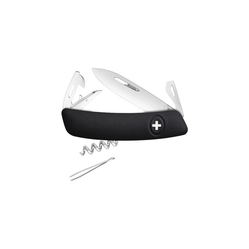 Briceag multifunctional D03, SWIZA, Otel, 11 Functii, 7.5 cm, Negru