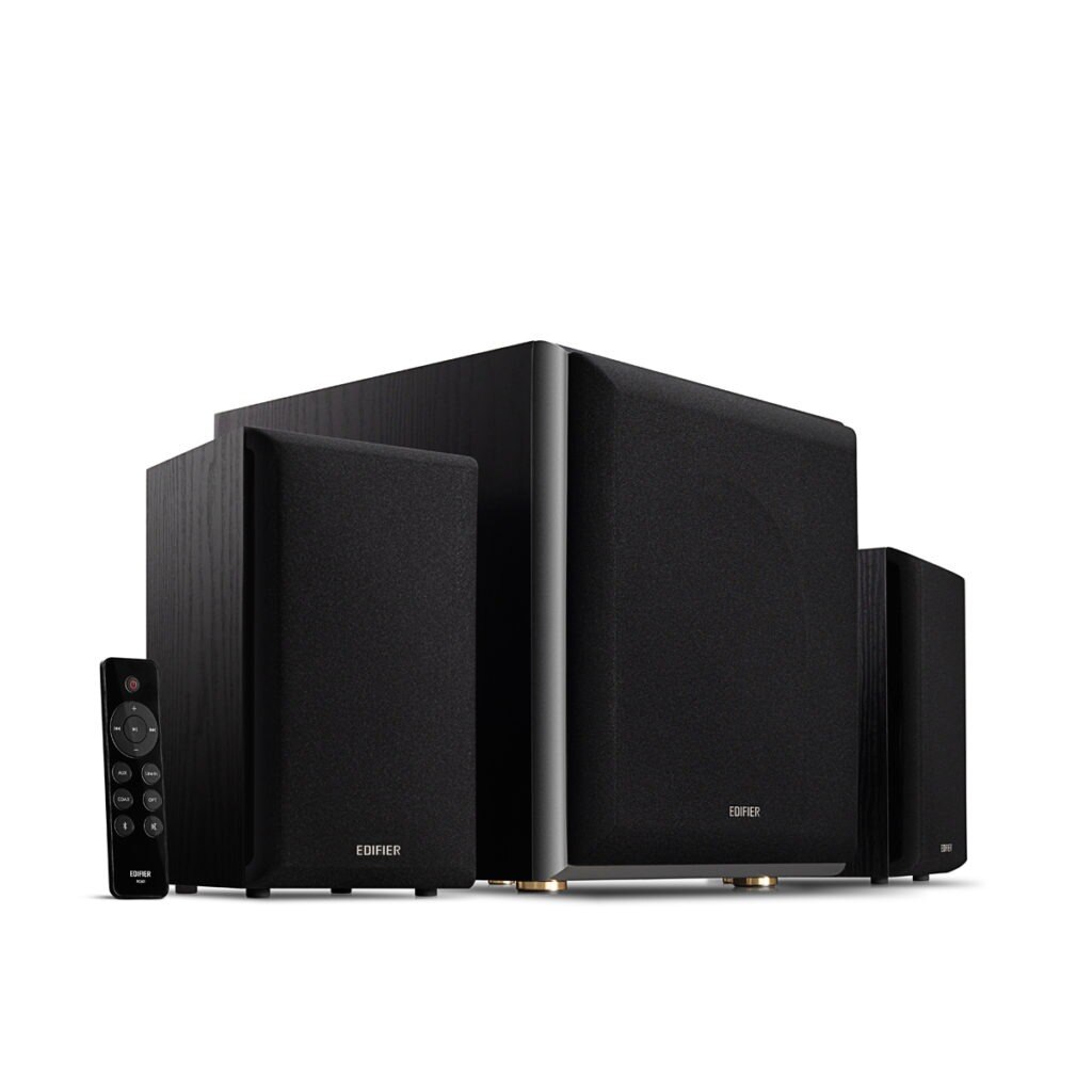 Set boxe Edifier 2.1 M601DB-BK, RMS 110W 2 x 20W, 1 x 70W, bluetooth telecomanda wireless, volum, bass, treble, optical, coaxial, Negru