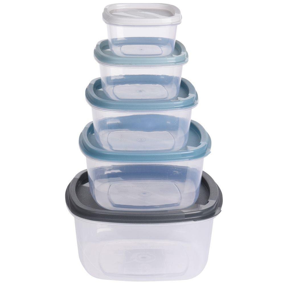 Set 5 cutii alimentare, Excellent Houseware, Plastic, Marimi diferite, Multicolor