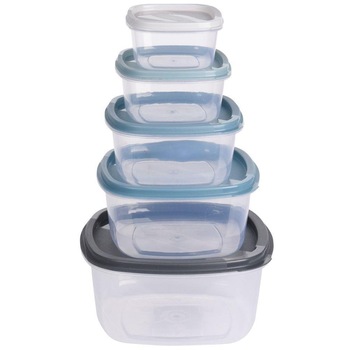Set 5 cutii alimentare, Excellent Houseware, Plastic, Marimi diferite, Multicolor Set 5 cutii alimentare, Excellent Houseware, Plastic, Marimi diferite, Multicolor