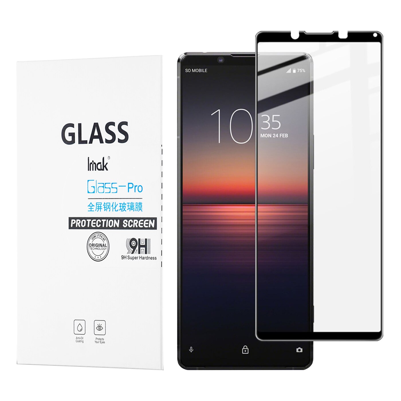 Folie protectie, IMAK, Compatibil cu SONY XPERIA 1 II, Sticla, Negru