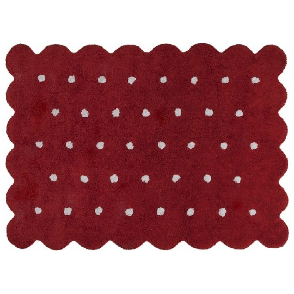 Covor copii lavabil din bumbac rosu/alb cu buline 120x160 cm Lorena Canals