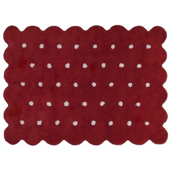 Covor copii lavabil din bumbac rosu/alb cu buline 120x160 cm Lorena Canals Covor copii lavabil din bumbac rosu/alb cu buline 120x160 cm Lorena Canals