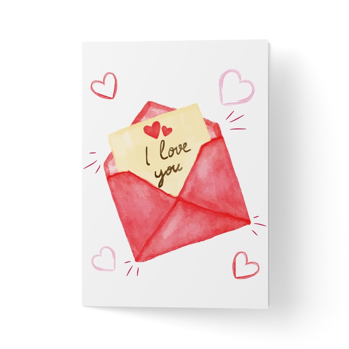 Üdvözlőlap borítékkal, prémium texturált papír - szerelmes levél