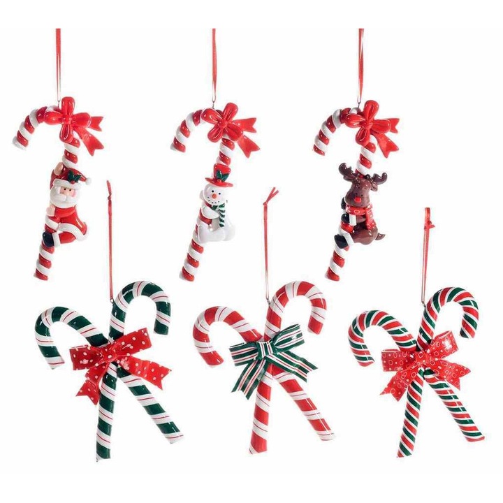 Set 6 ornamente brad din polirasina model Acadele 11x13 cm