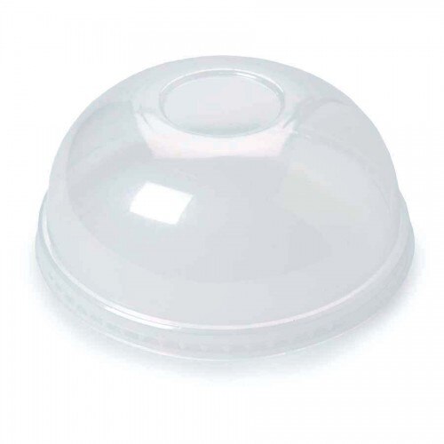 Set 50 capace biodegradabile transparente cupola fara orificiu pai, PLA, diametru 97 mm