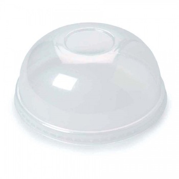 Set 50 capace biodegradabile transparente cupola fara orificiu pai, PLA, diametru 97 mm Set 50 capace biodegradabile transparente cupola fara orificiu pai, PLA, diametru 97 mm