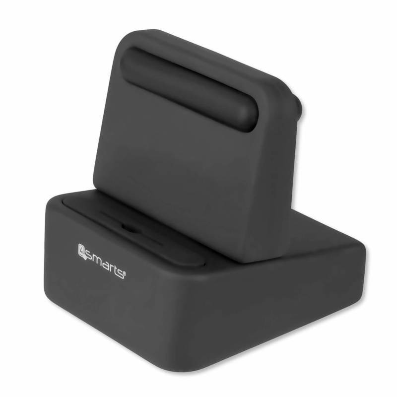 Statie de andocare universala si cablu cu varf magnetic cu conectori Lightning, microUSB si USB-C, 4smarts WireDock, gri