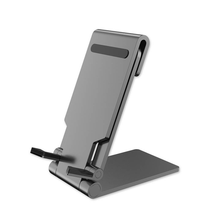 Suport pliabil din aluminiu pentru smartphone-uri si tablete de pana la 13 inci, 4smarts Universal Desk Stand FOLD, gri