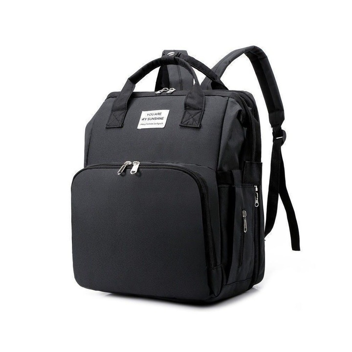 Rucsac multifunctional pentru bebelusi cu patut extensibil model unisex negru