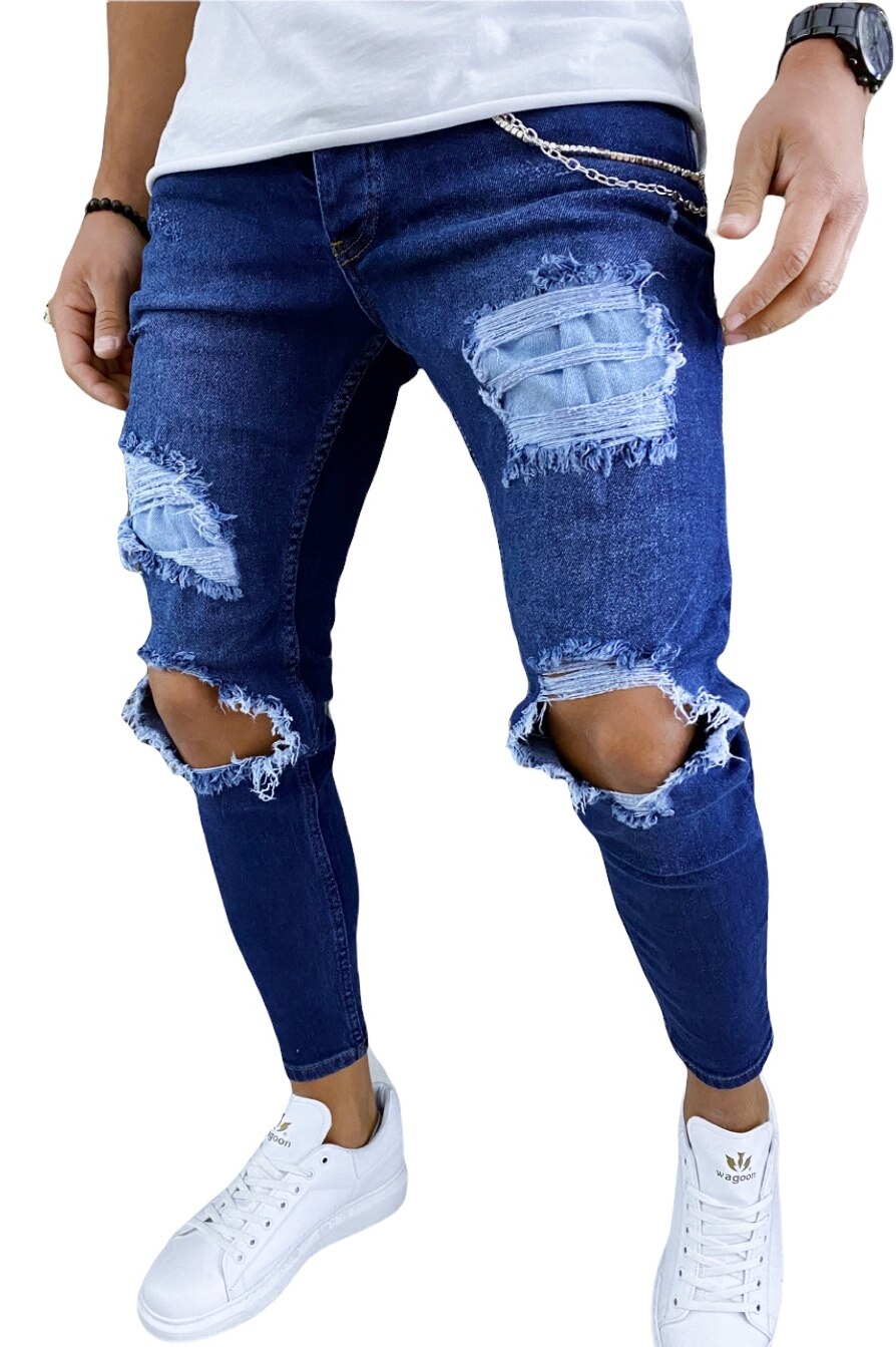 Blugi pentru barbati dehaine albastri B6787 32, Albastru