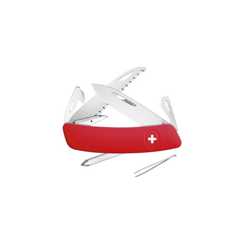 Briceag multifunctional D06, SWIZA, Otel, 12 Functii, 7.5 cm, Rosu