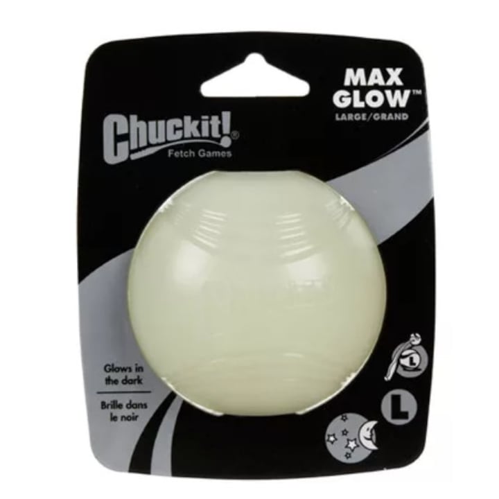 Chuckit! Max Glow - Sötétben Világító Labda L méretben - Fluoreszkáló Labda Nem elemes, nincs benne LED!