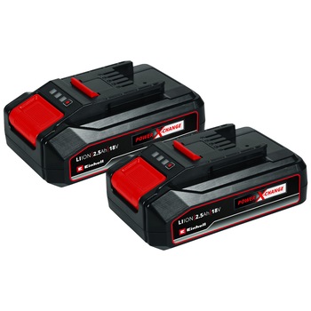 Set 2 acumulatori Einhell Power-X-Change 2,5 Ah, 18 V, 2 x 2.5Ah, max 720 W Set 2 acumulatori Einhell Power-X-Change 2,5 Ah, 18 V, 2 x 2.5Ah, max 720 W
