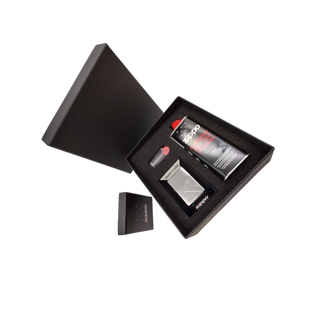 Set Zippo Skier - bricheta metalica, benzina, pietre pentru bricheta 255059 M3