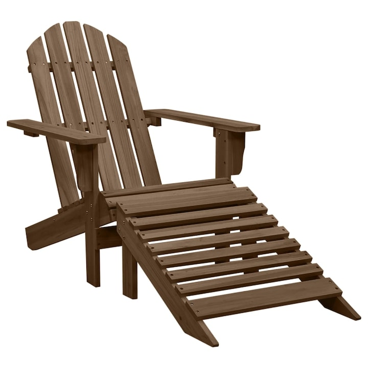 vidaXL barna fa kerti szék zsámollyal 45701