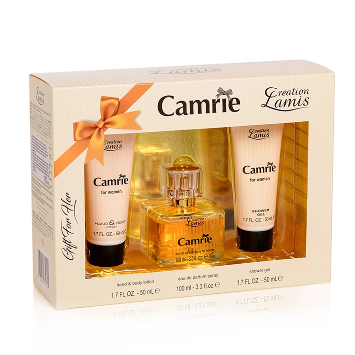 Ajándék szett Lamis Camrie, Nőknek, Eau de toilette 100ml, Tusfürdő 50ml, + Tej