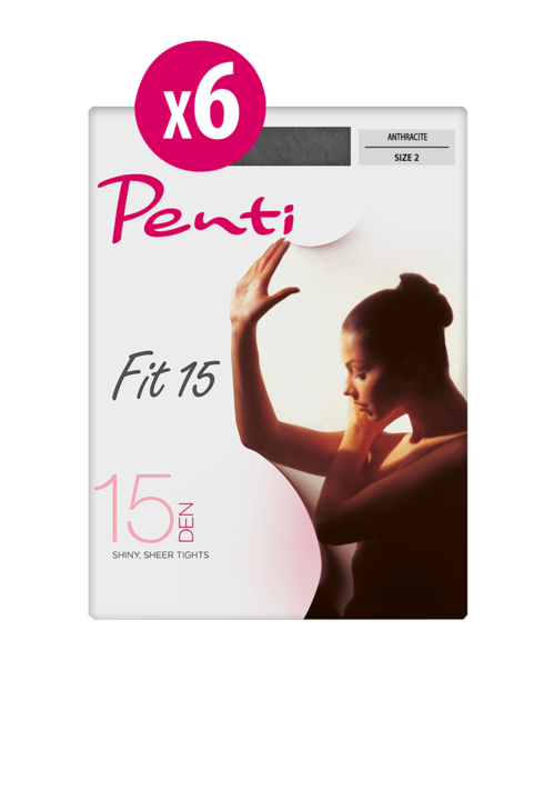 Комплект Дамски Чорапогащи Penti Fit 15, 6 бр, Антрацитно сиво