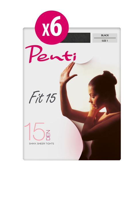 Комплект Дамски Чорапогащи Penti Fit 15, 6 бр, Бял/Черен