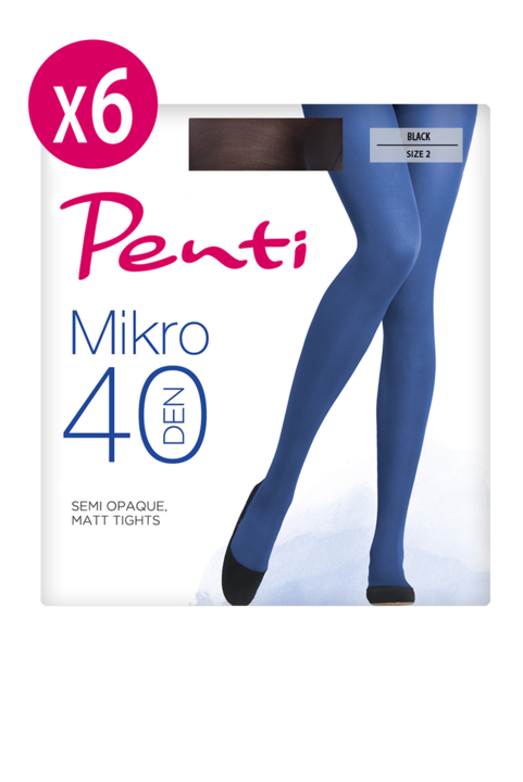 Комплект Дамски Чорапогащи Penti Micro 40, 6 бр, Бял/Черен