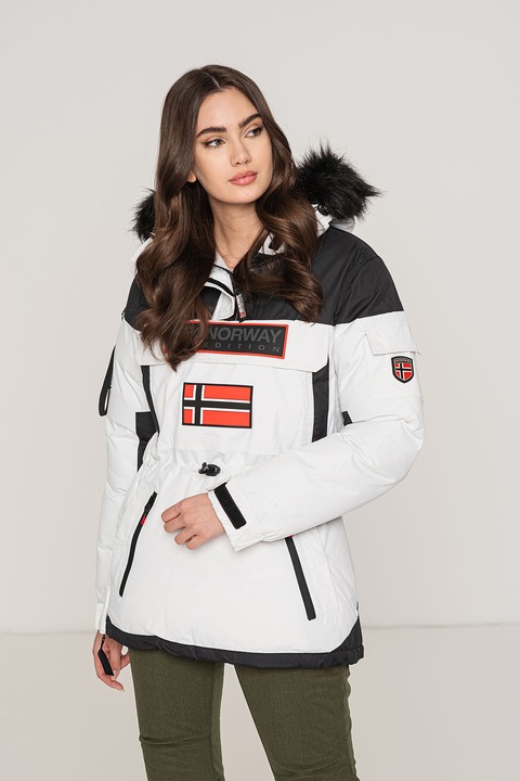 Geo Norway, Geaca cu vatelina, fara inchidere Bruna, Alb/Negru