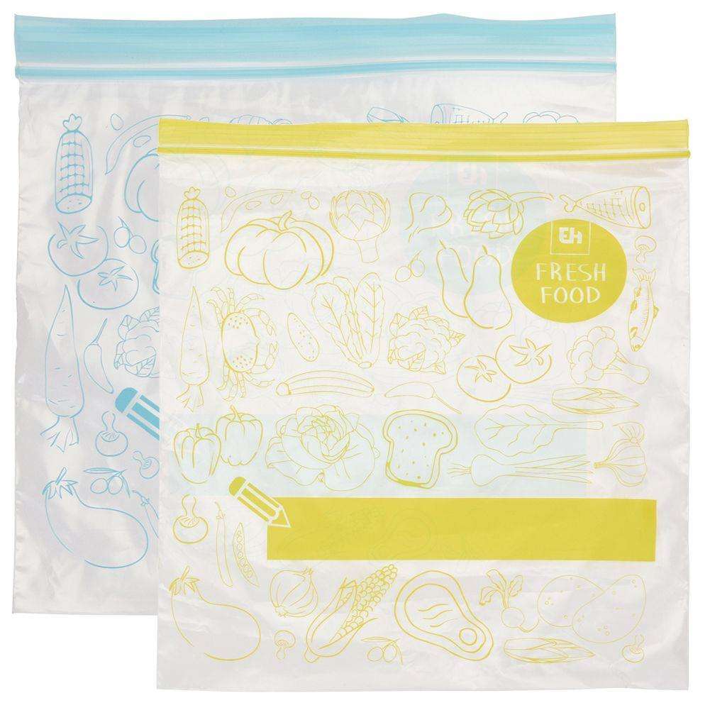 Set 40 pungi alimentare, Excellent Houseware, Plastic, Reutilizabile, 20x1.2 L, 20x2.5 L